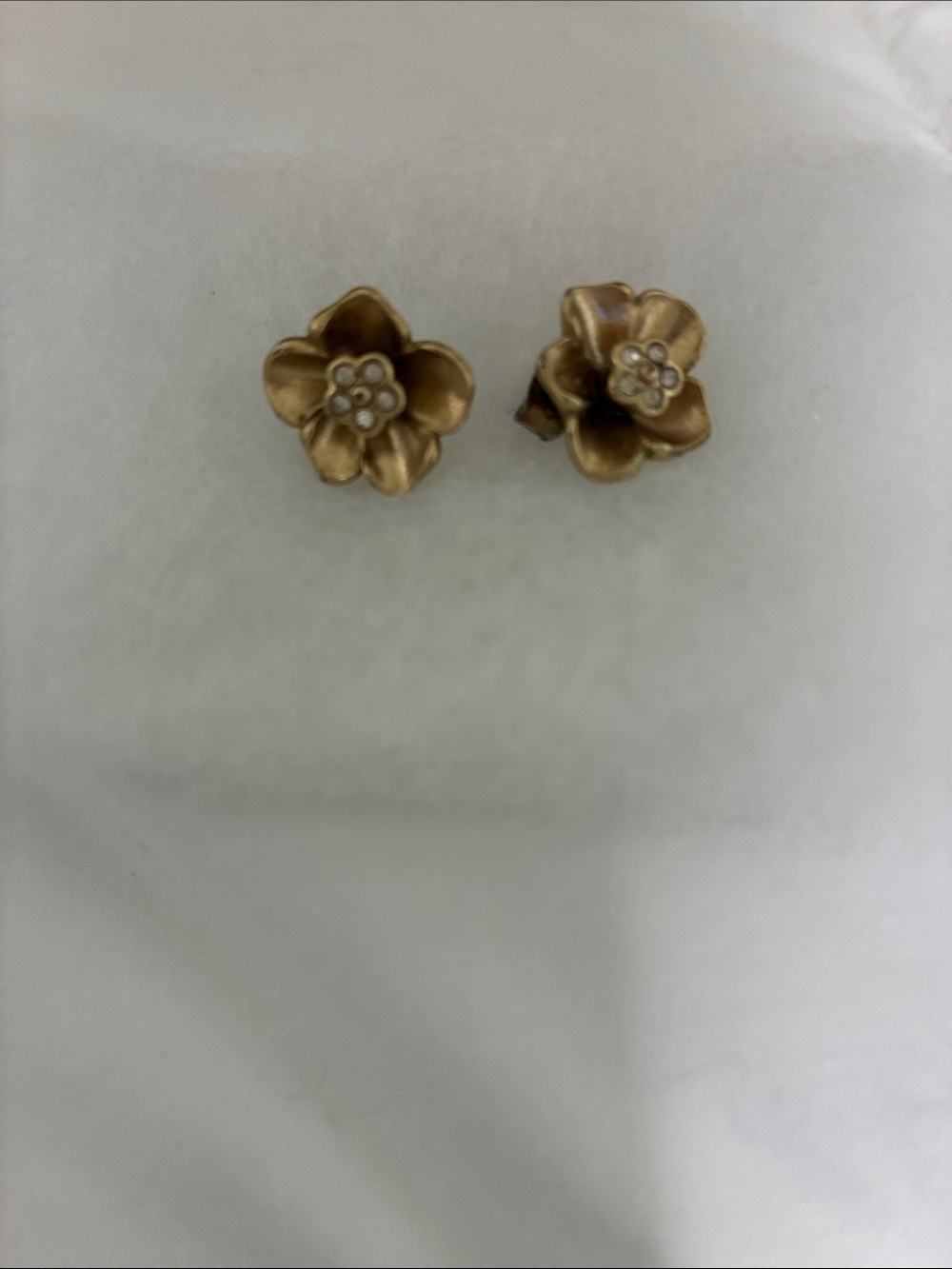 Banana Republic Gold Floral Stud Earrings with Clear Accents